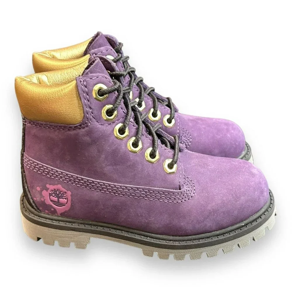 Timberland x NBA LA Lakers PSB Boys 6-Inch Waterproof Dark Purple‎ Boots Size 9C